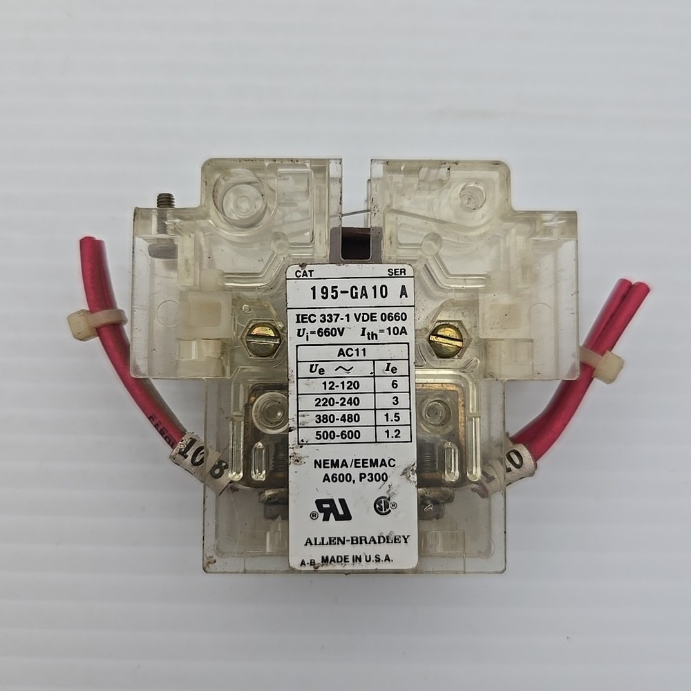 ALLEN BRADLEY 195-GA10 AUXILIARY SWITCH